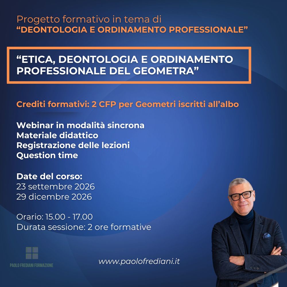 Corso 1: Etica, deontologia e ordinamento professionale del geometra