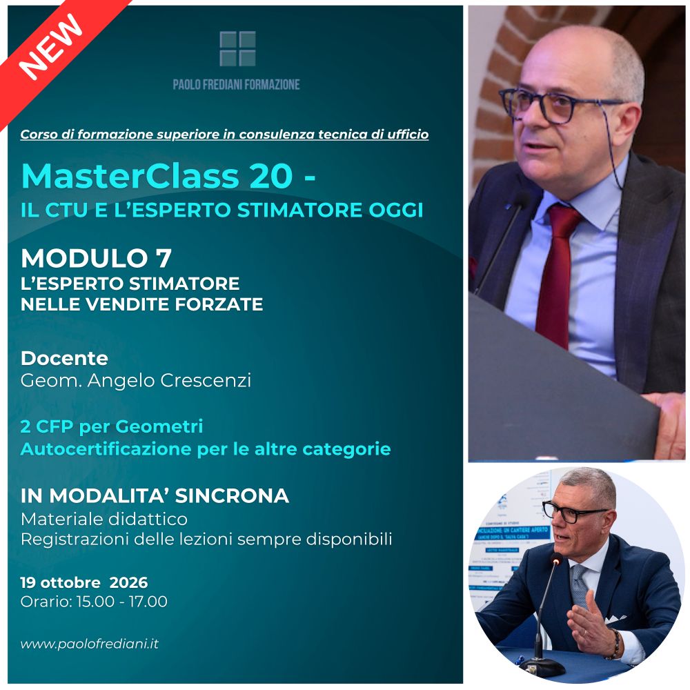 MASTERCLASS 20 - IL CTU E LโESPERTO STIMATORE OGGI โ Modulo 7 LโESPERTO STIMATORE NELLE VENDITE FORZATE