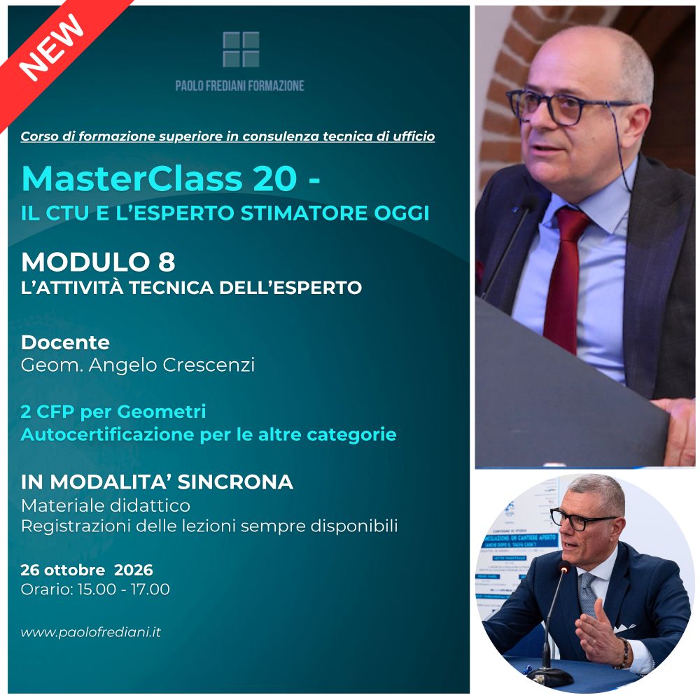 MASTERCLASS 20 - IL CTU E LโESPERTO STIMATORE OGGI โ Modulo 8 LโATTIVITร TECNICA DELLโESPERTO